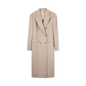 GOBI Cashmere Prehoden plašč Double-Breasted Long Coat temno siva