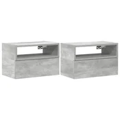 Vidaxl Stenska nočna omarica 2 kosa betonsko siva 45x26x28,5 cm