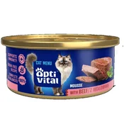 OPTIVITAL Fluffy mousse z govedino - mokra hrana za mačke - 85g