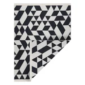 eoshop Geometrijska preproga TWIN 22992, bombažna, obojestranska, okolju prijazna, z robovi - črna/krem ( - Velikost: 60x90 cm)