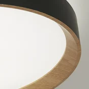 Searchlight Stropna svetilka Sorrento črna/lesen dekor O 38 cm Daljinski upravljalnik - Dnevna soba/jedilnica - Sodobni - črna, svetel les, bela - Kovina