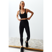 Trendyol Black Brushed Compression Matte and Soft Fabric Full Length Knitted Sports Leggings