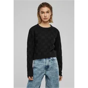 Womens knitted sweater check knit black