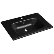 SIDRA Cultured Marble Washbasin 71x46cm, black matt - Črna - 71x14,2x46 cm - Sapho - SIDRA - 24 - Liti marmor - Pravokotnik - 710 - 142 - 460 - 14