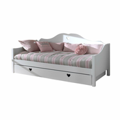 Bijeli djecji krevet od masivnog bora s dodatnim ležajem s prostorom za odlaganje 90x200 cm AMORI – Vipack