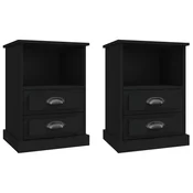 MAISON CHIC Dvo delni komplet Nočne omarice - Nočne mize črna 43x36x60 cm, (21687474)