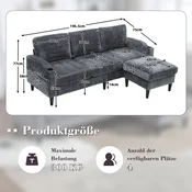 SONNENH Kavč, ženilja, siva, prostor za shranjevanje, nasloni za roke, za dnevno sobo