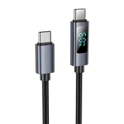 Hoco Kabel USB-C na USB-C Hoco 3A 60 W z zaslonom, 1 m, X112, črn
