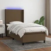 vidaXL LED Box Spring Postelja z vzglavjem blago