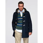 Ombre Mens insulated coat with hood and concealed zipper - black