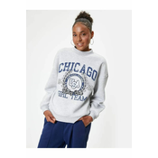 Koton Oversize Sweatshirt College Printed Crew Neck Ribbed