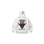 Kleidermafia Majica Oversize Strength Mode Hoodie - White bela