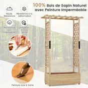 Costway Sadenjnik z 2 stranskima rešetkama, viseča streha, dvignjeno vrtno gredico 182x110x44 cm, naraven