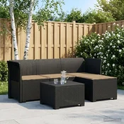 Vidaxl 4-sedežna vrtna sofa z blazinami, rattan videz PP Antracit