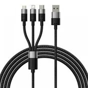 Polnilni in podatkovni 20W USB-A v Lightning, Micro-USB, USB-C kabel Baseus StarSpeed - 480Mbps - 1.2m - black
