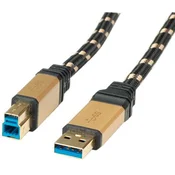 Gold ROLINE USB 3.0 SuperSpeed ??USB 3.0 A (M) -> USB 3.0 B (M), 0.8 m - black / gold 11028900