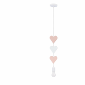 Bijelo-ružicasta djecja svjetiljka s metalnim sjenilom Hearts - Candellux Lighting