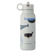 liewood® steklenička iz nerjavečega jekla s slamico falk 350 ml whales cloud blue