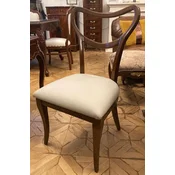 Casa Padrino luxury Art Deco dining chair cream/brown - Art Deco solid wood chair with genuine leather - Art Deco dining room furniture - Art Deco furniture - Luxury quality - Made in Italy