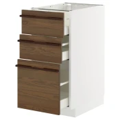 METOD / MAXIMERA Podni element s 3 fioke, bela/Stensta tamnobraon jasenov furnir, 40x60 cm