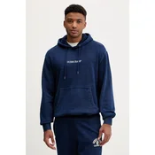 Bombažen pulover Guess Jeans moški, mornarsko modra barva, s kapuco, M5YQ27 KCXQ1
