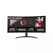86.42cm/34“ (3440x1440) LG 34WR50QK-B Ultra Wide Curved 100 Hz HDR10 5ms 2xHDMI DP