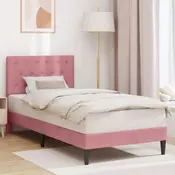 Krevetna konstrukcija s uzglavljem Ružičasta 90 x 190 cm Baršun