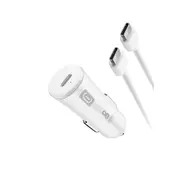 AVTO POLNILEC, USB-C, 25W + KABEL USB-C, BEL