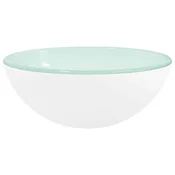 Vidaxl Umivalnik kaljeno steklo 30x12 cm bel