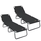 Sklopiva ležaljka za suncanje 2 pcs Crna 188 x 57 x 86,5 cm