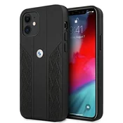 Bmw Etui BMW Leather Curve Perforate za iPhone 12 mini - črno