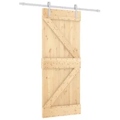 Vidaxl Drsna vrata Naravna in bela 80 x 210 cm Trdna borovina