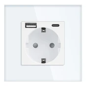 Zidna uticnica 2P+Z s USB-A + USB-C punjacem, Schuko, 5V DC, 3A, bijela