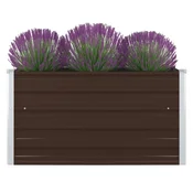 Vidaxl Dvignjeno cvetlično korito 100x100x45 cm pocinkano jeklo rjavo