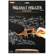 Artlover Slika na deski za praske (zlata) - Nočni pogled na Tower Bridge
