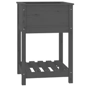 vidaXL vidaXL Visoka greda s polico siva 54x54x81 cm trdna borovina, (20758954)