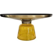 Casa Padrino luxury coffee table black/gold/yellow A� 75 x H. 37 cm - Round glass living room table - Living room furniture - Luxury furniture