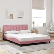 shumee vidaXL Posteljni okvir z vzglavjem roza 160x200 cm žamet