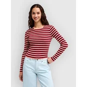 RVCA Bambi Stripe ženska majica z dolgimi rokavi brick red