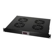 Logilink ventilator panel sa 4 ventilatora i termostatom, 1U, 465 x 350, crni