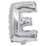 Folija balon v obliki črke v srebrni barvi – črka E 32 cm