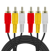 LINQ Video kabel 3x RCA moški/moški 5m, Linq - ČRN, (20763690)