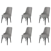 Hanah Home Set 6 trpezarijskih stolica Pare Sivo-Crni