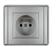FLEXI Enojna vtičnica z/brez 2P+Z, srebrna kovinska 7FGP-1zp