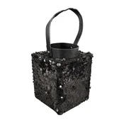 Lanterna s bleščicami LOFTY GLAM 20 cm, črna