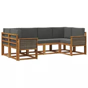 Set vanjskih sofa 6 pcs Prirodna i antracit Cvrsto drvo akacije