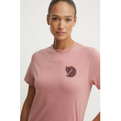 Majica kratkih rukava Fjallraven Fox Boxy Logo za žene, boja: ružičasta, F87153
