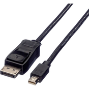 VALUE Value Mini-DisplayPort/DisplayPort adapterski kabel mini DisplayPort vtič\, DisplayPort vtič 3.00 m črna 11.99.5636 zaščiten DisplayPort kabel, (20419201)