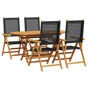 Vrtni set za objed 5 pcs Crna Cvrsto drvo akacije