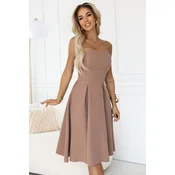 641-2 VIVIENNE corset flared midi dress for special occasions - beige